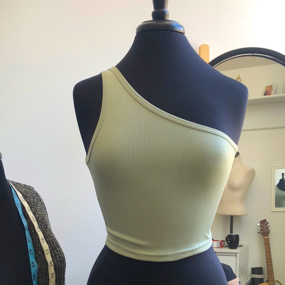 Green Ribbed Crop Top